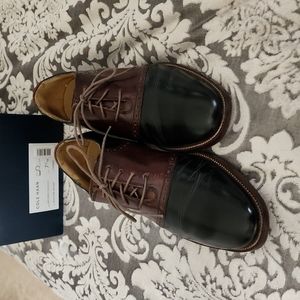 Mens dress shoe 7.5M Cole Haan Williams Saddle.II Black/dark Brown C12664 used